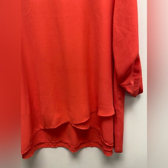 Cristina B Vibrant Coral Layered Top Blouse XXL - Picture 2 of 6